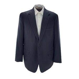 Oxxford Clothes Blue Stripe Super 120's Wool Blazer 2 Button Men's Size 44R